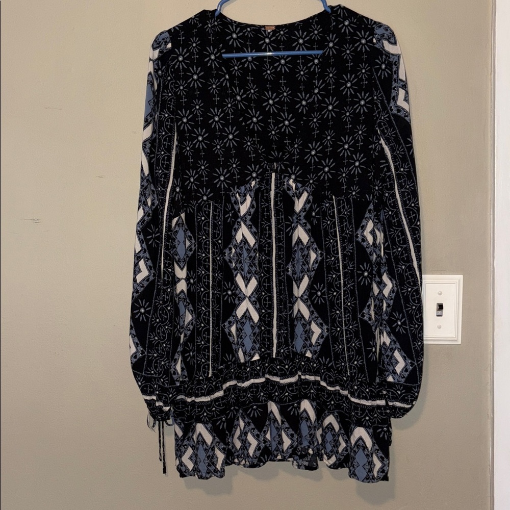 FREE PEOPLE Down By the Bay Tunic Top Blue